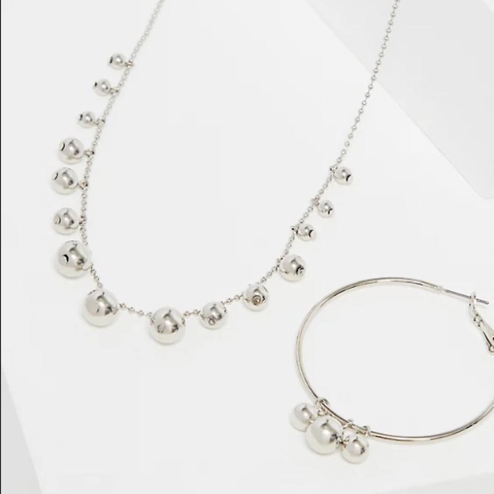 Torrid Silver Bead Necklace & Hoops Set - NWT